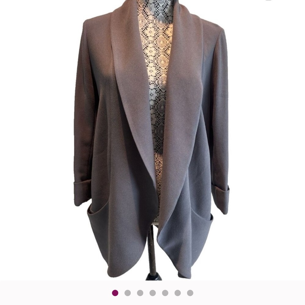 Aritzia Wilfred Chevalier Jacket Blazer Grey 6 pockets, silk trim